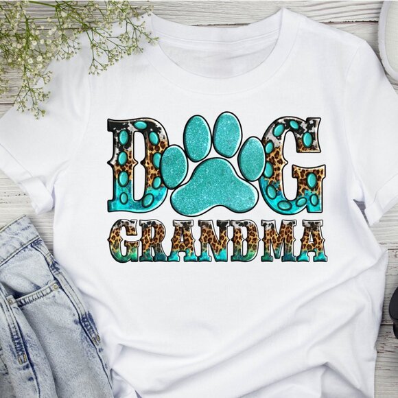 Dog Grandma TShirt, Vintage Leopard Dog Grandma Tee Shirt - Picture 1 of 5